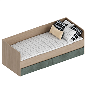 Кровать Ева с ящиками (Тира/Палм грин)