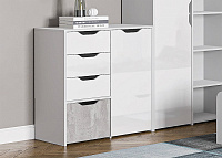 Комод Мико МК28.4.1 (Белый/Белый глянец/Бетон)