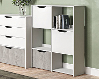 Стеллаж Мико МС2С 2 секции (Дуб сонома/Белый глянец/Бетон)