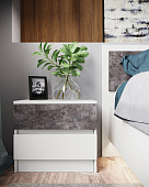 Тумба прикроватная Софи 2шт. (Белый/Бетон темный)