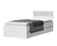 Кровать Лето 0.9 с ящиками с настилом (Белый/Цемент светлый)