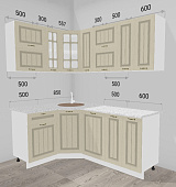 Кухня угловая Мария 1,357*1,957 МДФ (Крем/Столешница Антарес)