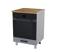 Шкаф нижний духовой 6Д кухня Нагано без столешницы (Белый/Ясень анкор темный) 