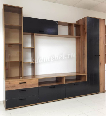 Гостиная Крокус (Дуб делано/Черный глянец)