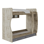 Кровать двухъярусная Колибри (Дуб крафт серый/Графит серый/Камень серый)