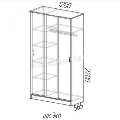 Шкаф-купе Эко (Дуб Вотан/Белый)