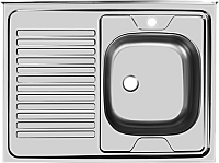 Мойка накладная Юкинокс Стандарт-800 правая заварной угол (Металлик)