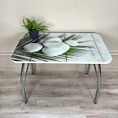 Стол обеденный прямоугольный ВВР стекло с фотопечатью (Камни/Подстолье чайка)