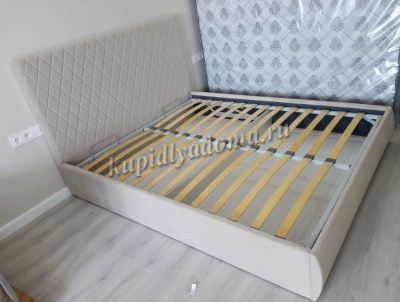 Кровать Стелла 1.6 с подъемным механизмом (Микровелюр/Бежевый)