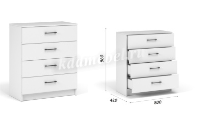 Комод 4 ящ. Чикаго Вайт (Белый)
