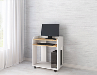 Стол компьютерный Грета-10 (Дуб крафт золотой/Белый древесные поры)