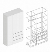 Шкаф 3-ств Бьянко с 3 ящиками (Белый лофт)