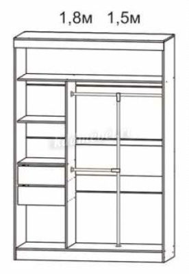 Шкаф-купе Танго 1.8 лакобель Р (Венге)