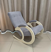 Кресло-качалка Неаполь Модель 3 (Дуб шампань-эмаль/Ткань серый Verona Light Grey)