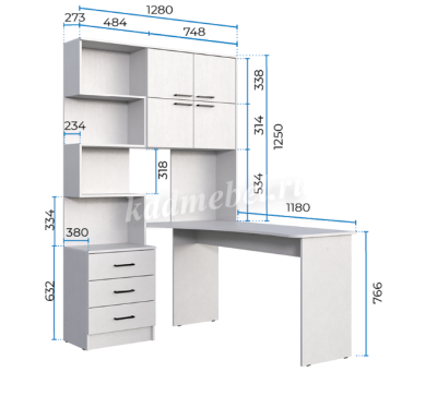 Стол компьютерный Брауни правый (Кашемир)