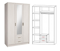 Шкаф Принцесса 3-х створчатый (Ясень анкор белый)