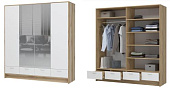 Шкаф распашной Ирис 4-х створчатый (Дуб крафт золото/Белый)