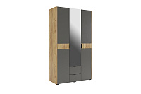 Шкаф Адам 3-х дверный с зеркалом (Дуб крафт золотой/Графит)