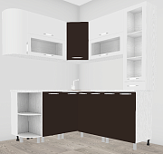 Кухня угловая Танго М 1,8*1,7 (Белый глянец/Шоколад глянец/Столешница Антарес)