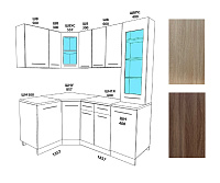 Кухня угловая Дина 1,35*1,85 ЛДСП (Ясень шимо светлый/Ясень шимо темный/Столешница Дуб вотан)