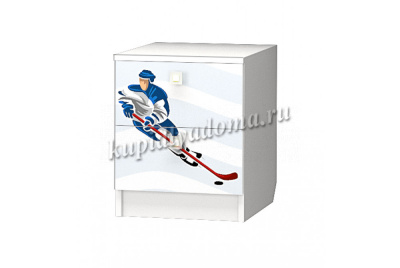 Тумба прикроватная Смарти (Белый/Фотопечать Хоккей)
