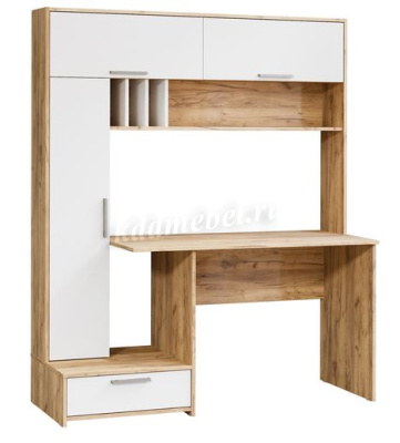 Стол письменный с надстройкой Крафт (Дуб сонома/Белый)