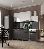 Кухня Тоскана 1,5 (Белый/Графит/Столешница Дуб вотан)