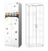 Шкаф Смарти 2-х створчатый (Белый/Фотопечать Совята)