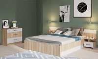 Спальня Алёна (Кровать 1.6 с настилом, тумба 2 шт., комод) (Дуб сонома/Белый)