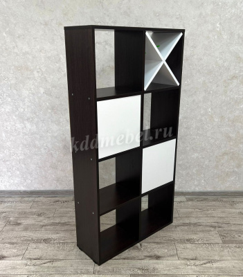 Лайт Стеллаж-1 с фасадами и вставкой (Венге/Белый)