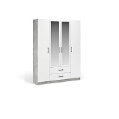 Шкаф 4д 2ящ. с зеркалом Чикаго (Ателье светлый/Белый)