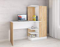 Стол компьютерный Квартет-6 (Дуб крафт золотой/Белый древесные поры)