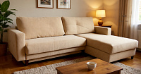  Угловой Диван-кровать Тэсси ДУ угол справа (Дрим беж) (1 кат)