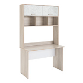 Стол компьютерный Паскаль прямой со стеллажом (Ясень Анкор/Белый)