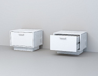 Тумба Эго Т-5 на подиуме (Бетон светлый/Белый глянец) 