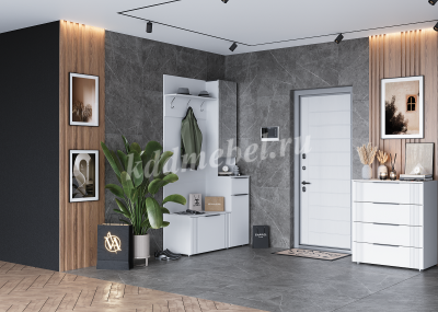 Прихожая Вита правая (Белый лофт/Софт айс)