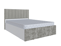 Кровать Мадрид МД-2 1.4 с ортопедическим основанием (Белый/Ателье светлое/Волна светло-серый)